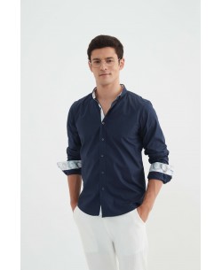 ENZO-113-07 Chemise "PREMIUM" uni avec col à motifs coupe ajustée