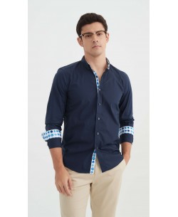 ENZO-113-08 Chemise "PREMIUM" uni avec col à motifs coupe ajustée