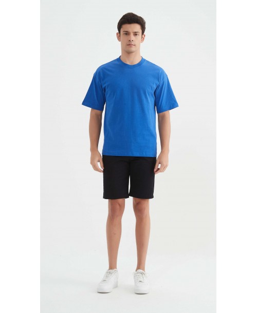 S319-04 T-shirt coton épais Oversize Bleu roy