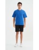 S319-04 T-shirt coton épais Oversize Bleu roy