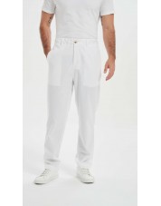 LP-20303-01 Pantalon lin en blanc (S à XXXL)