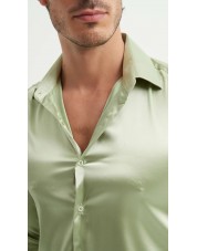 M0804-5 Chemise satinée coupe ajustée - Vert