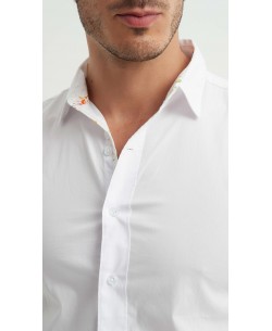 ENZO-118-01 Chemise coton - Blanc