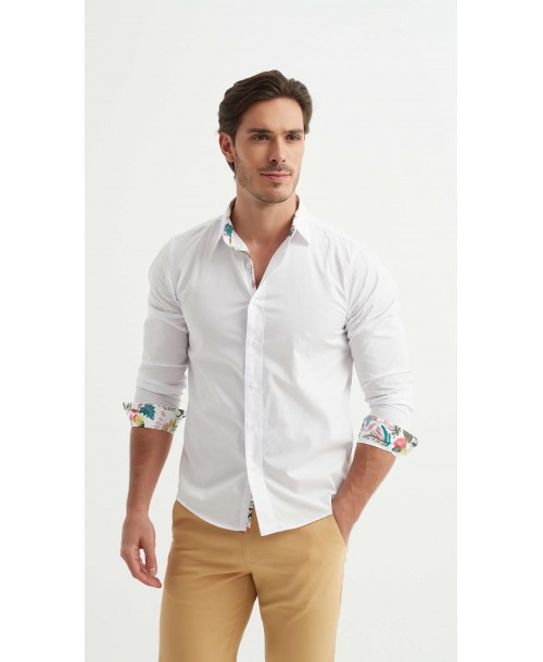 ENZO-118-02 Chemise coton - Blanc