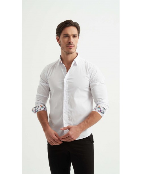 ENZO-118-03 Chemise coton - Blanc