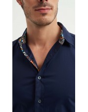 ENZO-118-04 Chemise coton - Bleu marine