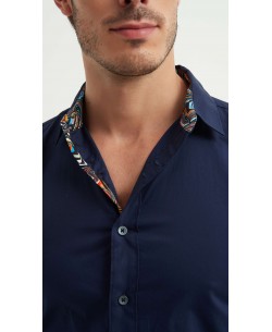 ENZO-118-04 Chemise coton - Bleu marine