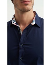 ENZO-118-05 Chemise coton - Bleu marine