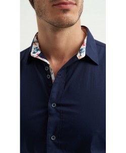 ENZO-118-05 Chemise coton - Bleu marine