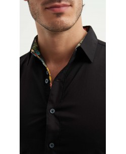 ENZO-118-06 Chemise coton - Noir