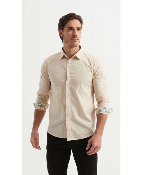 ENZO-118-07 Chemise coton - Beige