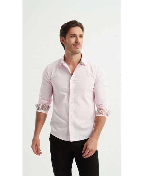 ENZO-118-08 Chemise coton - Rose