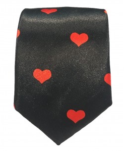 CF-A17 Cravate skinny noire à motifs lovely en satin