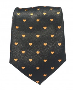 CF-A25 Cravate skinny noire à motifs romantiques en satin