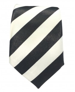 CF-A30 Cravate skinny à rayures blanches & noires en satin