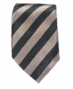 CF-A31 Cravate skinny à rayures grises & noires en satin