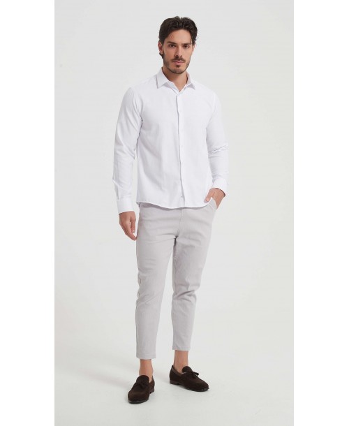  R002-01 Chemise blanche piqué en confort fit