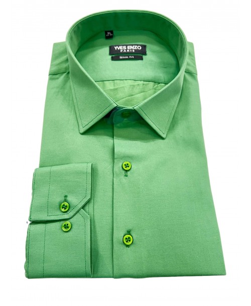 SAT100-32 Chemise vert en slim fit