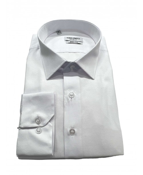 T60-01 Chemise piqué blanche en slim fit