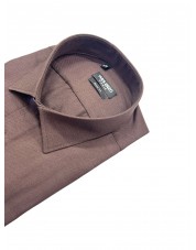 T60-25 Chemise piqué marron slim fit