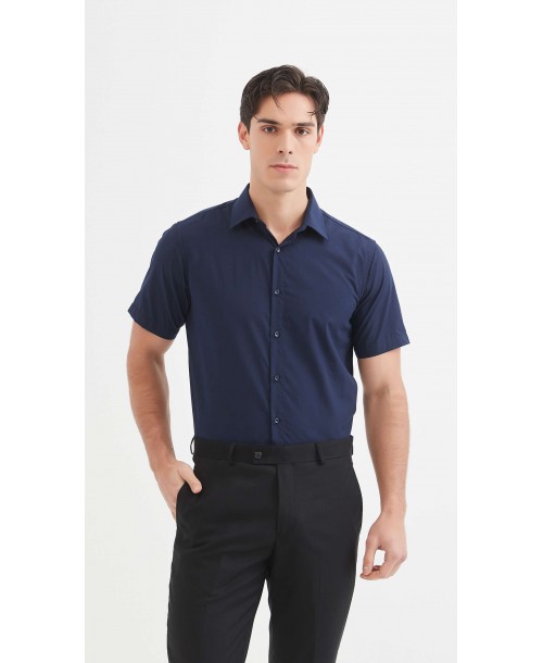 YE-2374 Chemisette bleu marine en confort fit