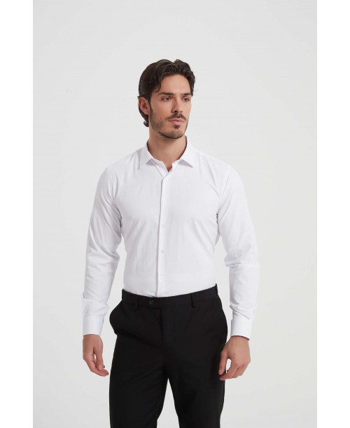 SAT200-1 Chemise blanche en confort fit