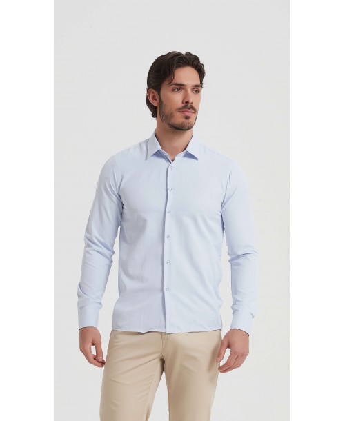 SAT200-14 Chemise bleu ciel en confort fit