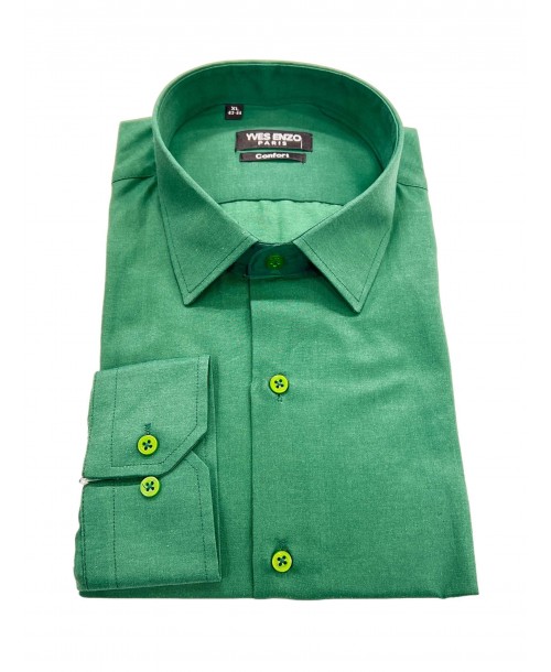 SAT200-34 Chemise vert en confort fit