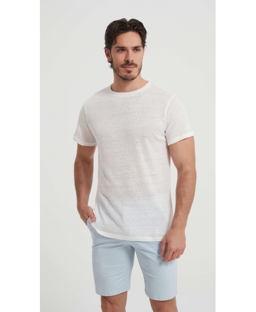 23501-2 T-shirt beige en lin