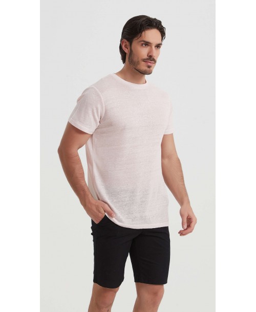 23501-5 T-shirt rose poudré en lin