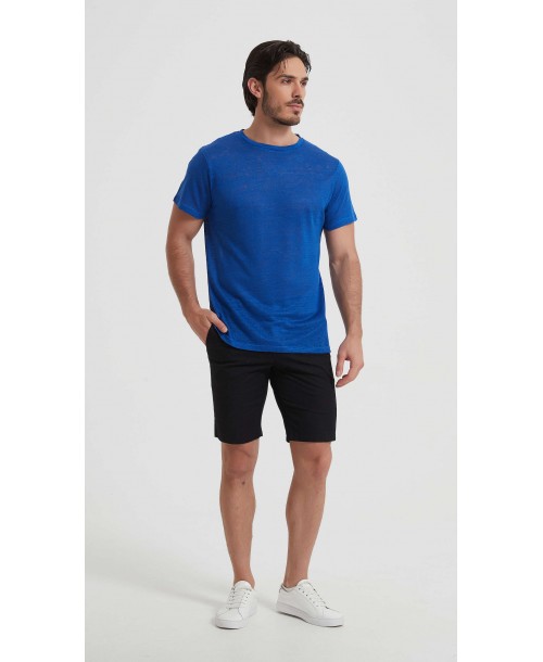 23501-8 T-shirt bleu royal en lin